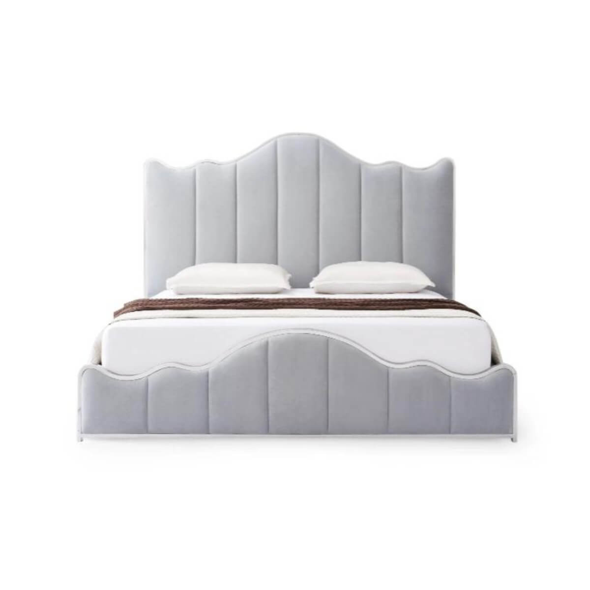 Side view of custom Enchanted Haven cotton linen KB33 1.8M bed showcasing breathable fabric and sleek frame