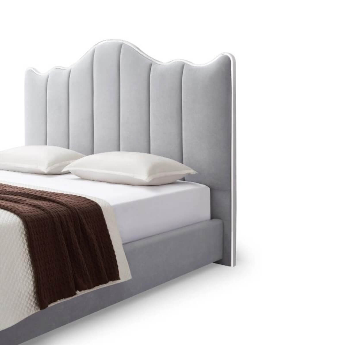 Side view of custom Enchanted Haven cotton linen KB33 1.8M bed featuring breathable fabric and modern frame