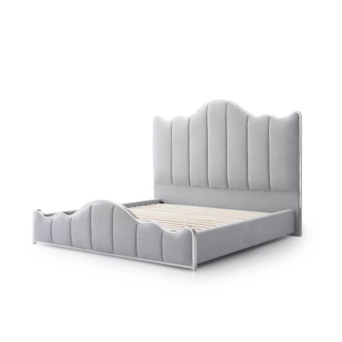 Custom Enchanted Haven cotton linen KB33 1.8M bed frame without mattress, showcasing sturdy construction