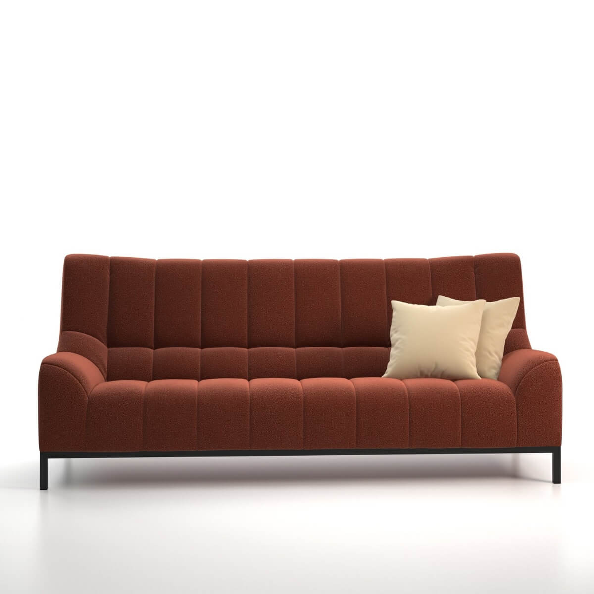 Front view of custom Enigmatic Eclipse KS39 luxury sofa – modern design with premium upholstery and elegant silhouette
