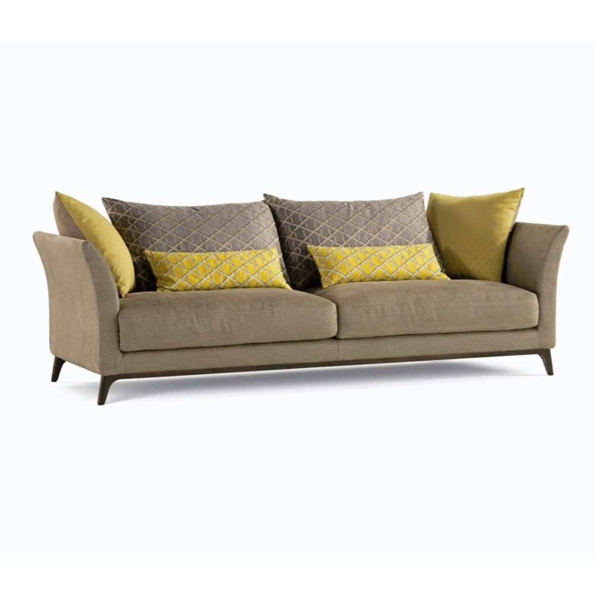 Custom Epic Tranquility sofa upholstered in cotton linen fabric with modern minimalist design