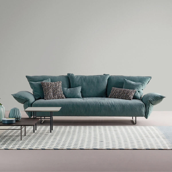 Custom Epicurean Enclave cotton sofa with minimalist design and soft upholstery