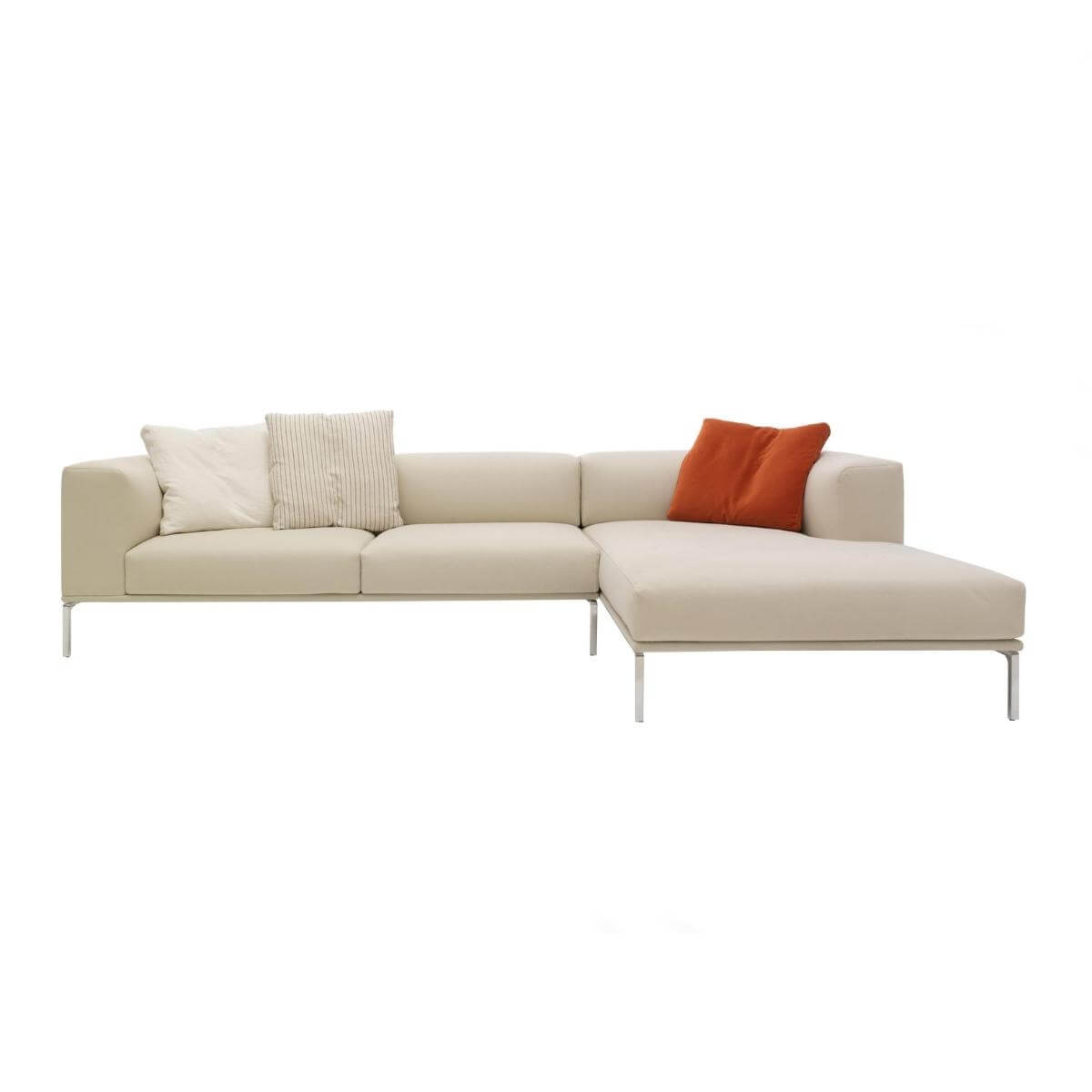 Custom Evoke Enigma beige sofa with plush upholstery and modern design