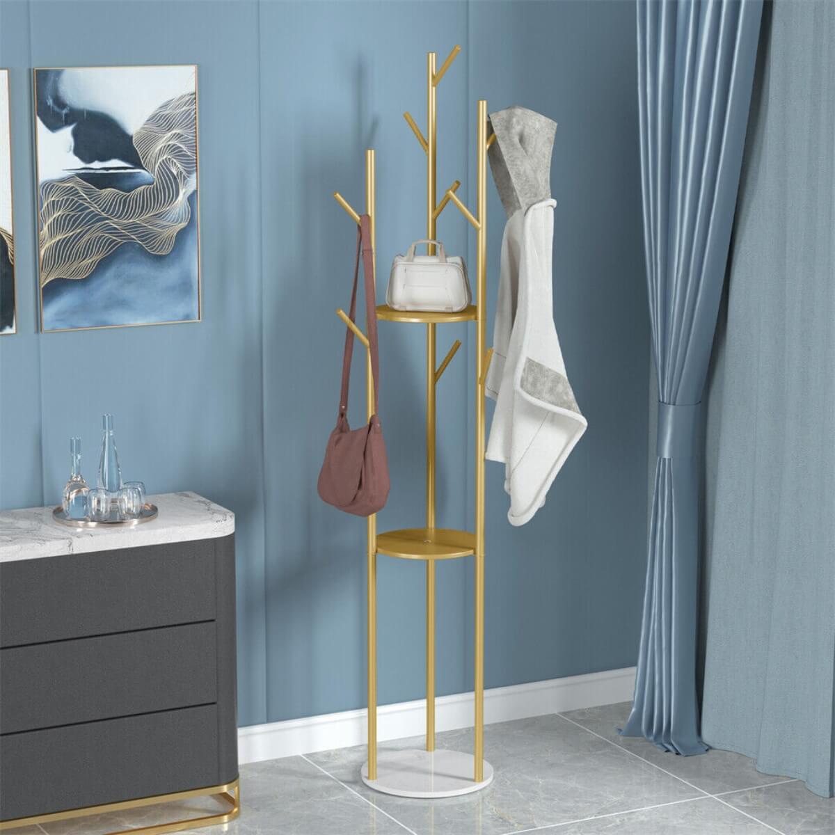 Custom Garment Grove clothes rack featuring a solid marble base and minimalist metal frame – elegant and functional storage solution