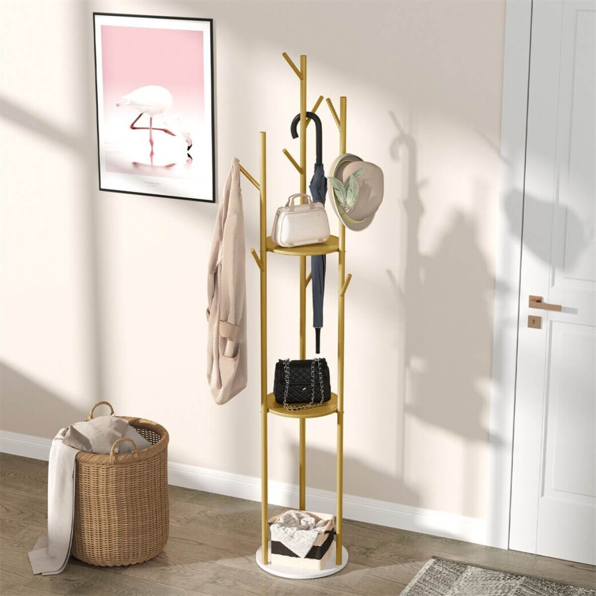 Premium custom clothes rack with sturdy marble base and sleek metal frame – ideal for modern wardrobes or boutique displays