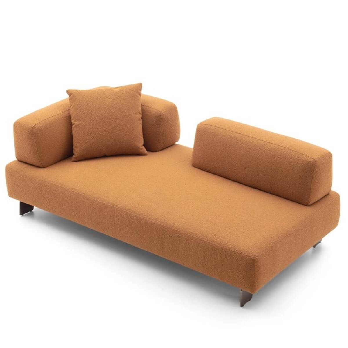 Angled view of custom Gossamer KS32 sofa with cotton-linen upholstery – modern design featuring plush cushions and clean lines