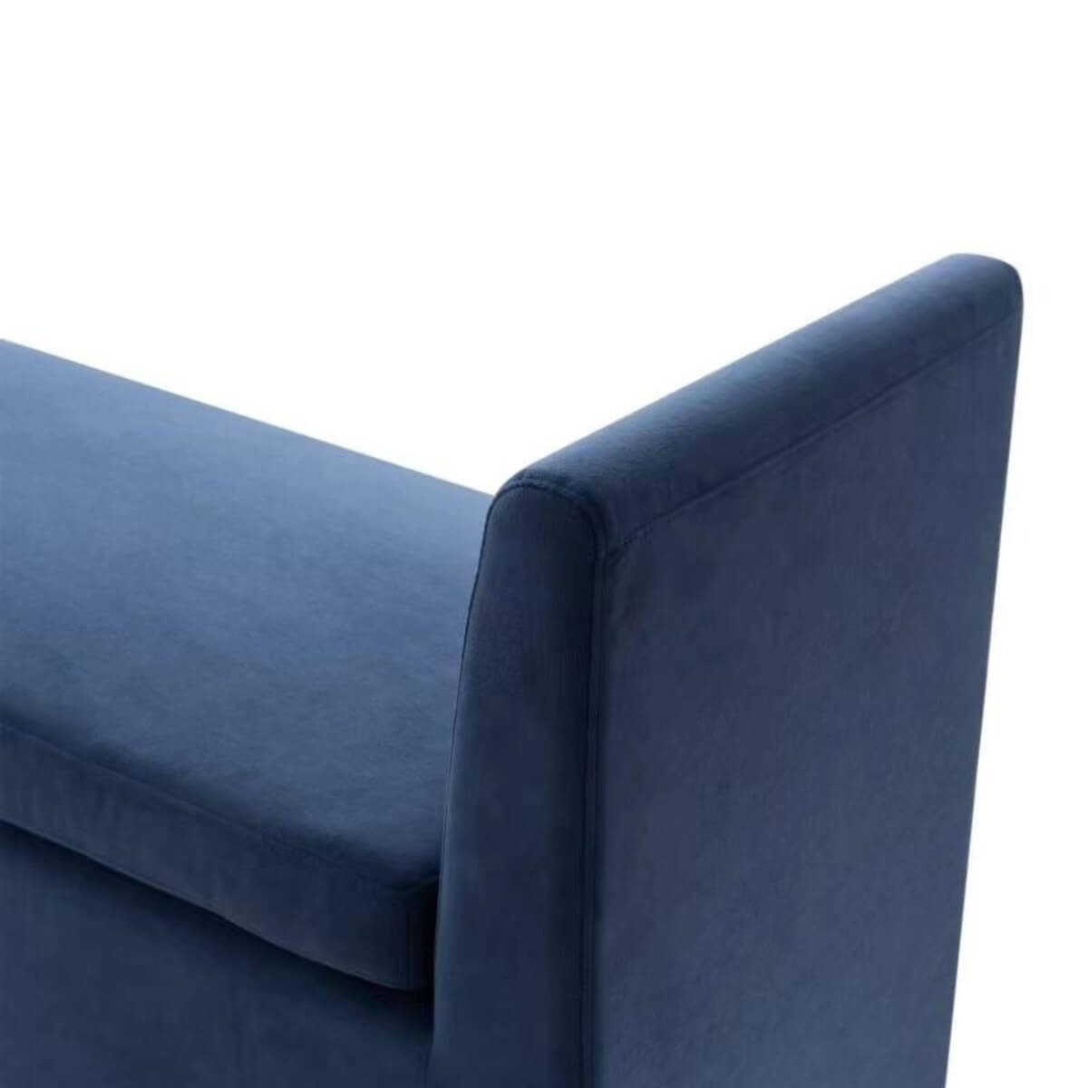 Side view of Custom Harmony Hideaway bench – cozy design with thick cushioning, fabric upholstery, and modern minimalist legs for bedroom or hallway use