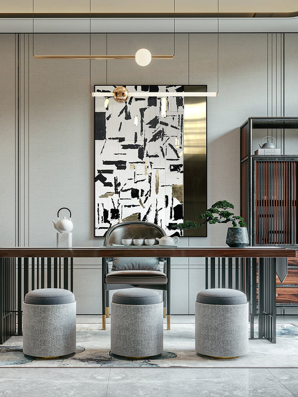Custom-made stainless steel wall art in elegant interior, modern decorative piece for stylish homes
