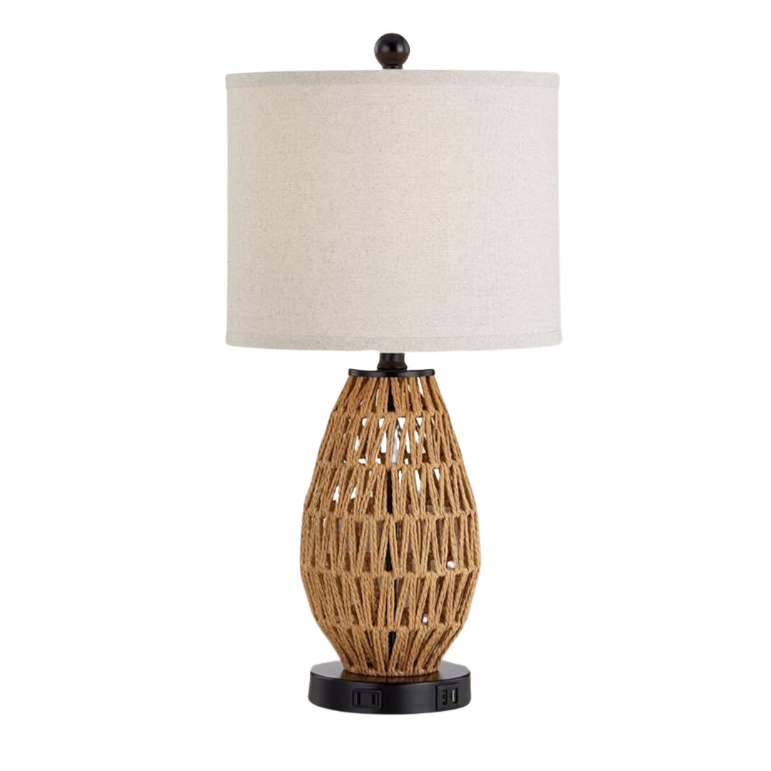 Custom-made Aliya rattan table lamp with handcrafted design