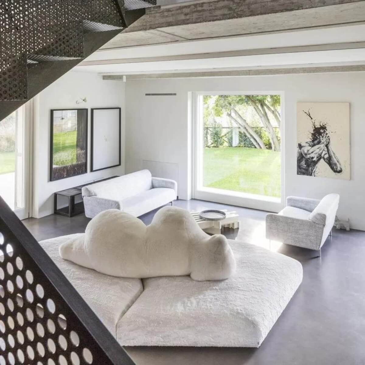 ustom-made AuroraArray teddy sofa with soft textured fabric and modern silhouette