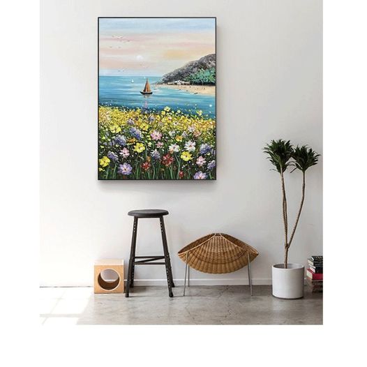 Custom-made painting of a beach beauty scene for coastal-themed decor