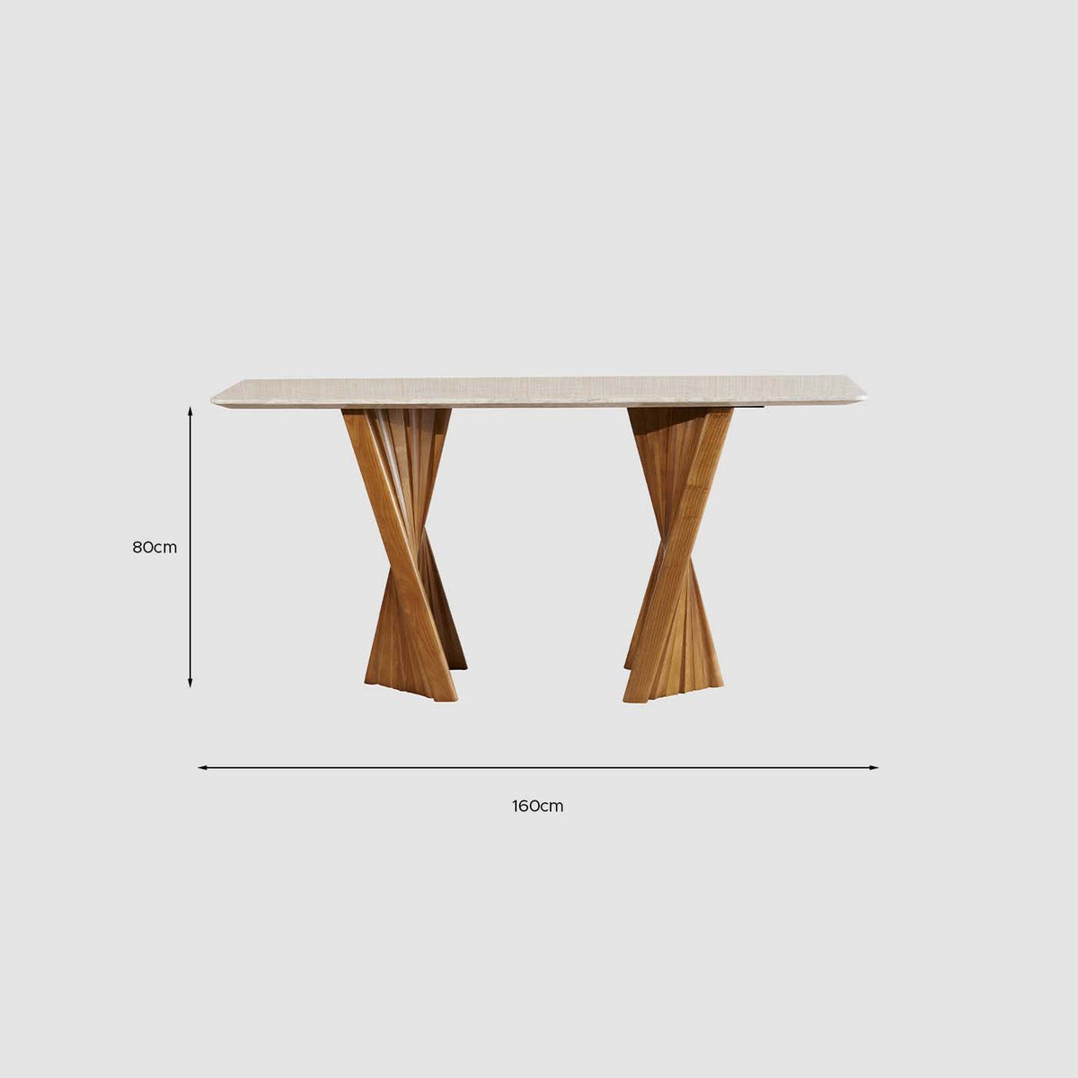 Custom-made Cadence console table with detailed dimensions, solid wood base for modern stylish interiors