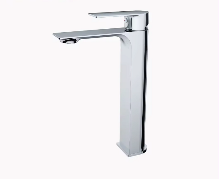 Custom-made Eclipse tall basin mixer in chrome finish, modern sleek faucet for stylish bathrooms