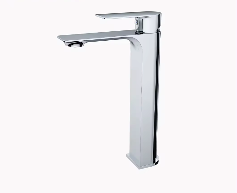 Custom-made Eclipse tall basin mixer in golden finish, modern stylish faucet for elegant bathrooms