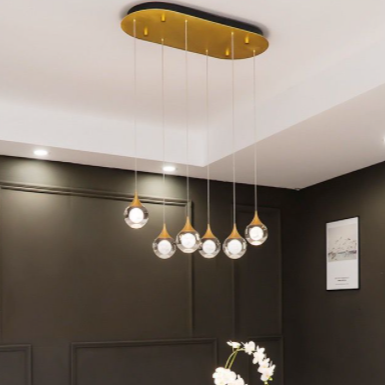 Custom-made twinkle chandelier featuring six lights with sparkling crystals, adding glamour and elegance to luxury interiors
