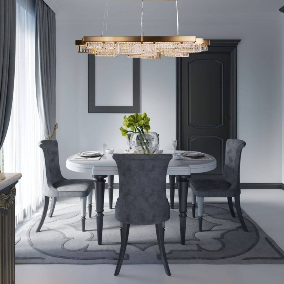 Dawn Crystal Chandelier Light in Australia Above Dining Table – Stylish Modern Interior Lighting