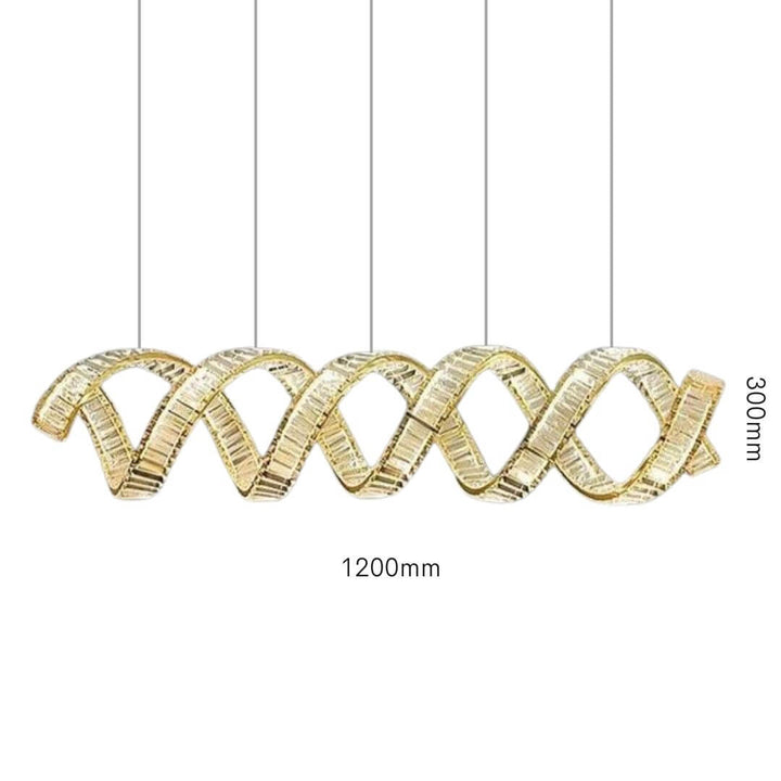 Daybreak Two Wave Crystal Chandelier Light with Size Dimensions – Modern Elegant Ceiling Light