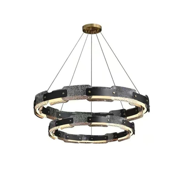 Dazzle dual-layer chandelier in luxury room, featuring layered crystals for a glamorous and sophisticated ambiance