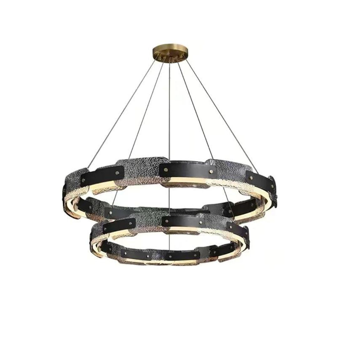 Dazzle dual-layer chandelier in luxury room, featuring layered crystals for a glamorous and sophisticated ambiance