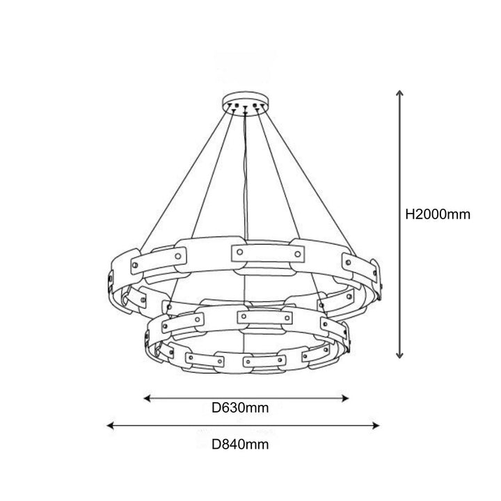 Dazzle dual-layer chandelier with detailed dimensions, designed for spacious luxury rooms and elegant lighting effects