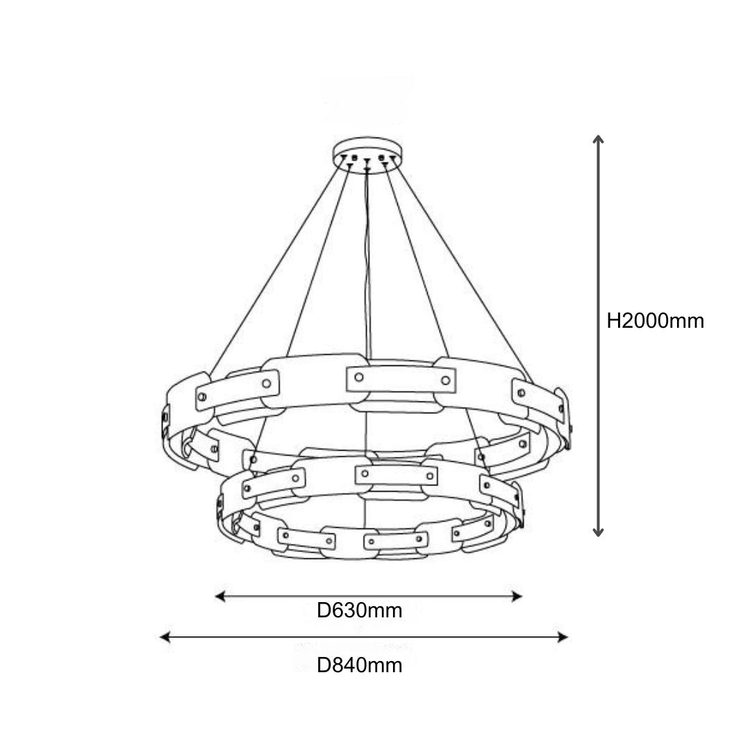 Dazzle dual-layer chandelier with detailed dimensions, designed for spacious luxury rooms and elegant lighting effects