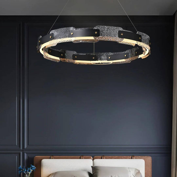 Dazzle Single Tier Chandelier Light in the bedroom, adding a touch of luxury with sparkling crystals and soft, ambient lighting for a cozy and elegant setting