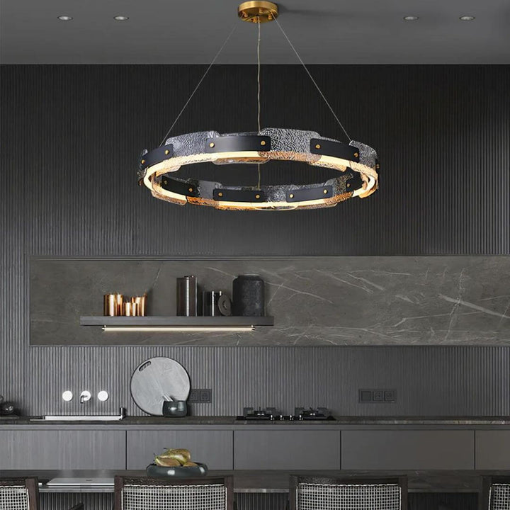 Dazzle single-tier chandelier light in Australian dining room, creating a sophisticated ambiance with sparkling crystal elegance