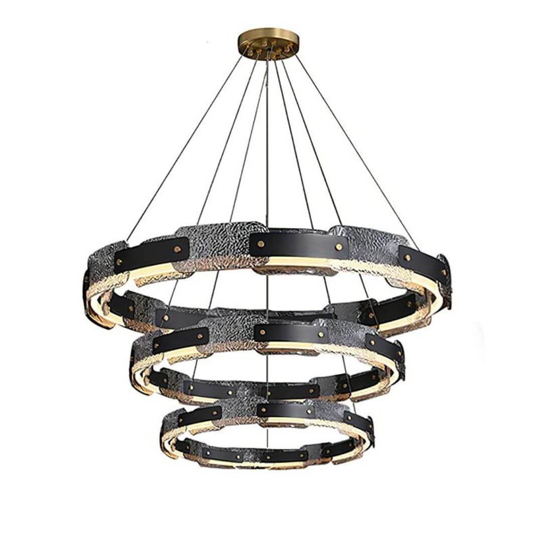Dazzle three-tier chandelier in luxury room, showcasing layered crystal design for a grand and elegant ambiance