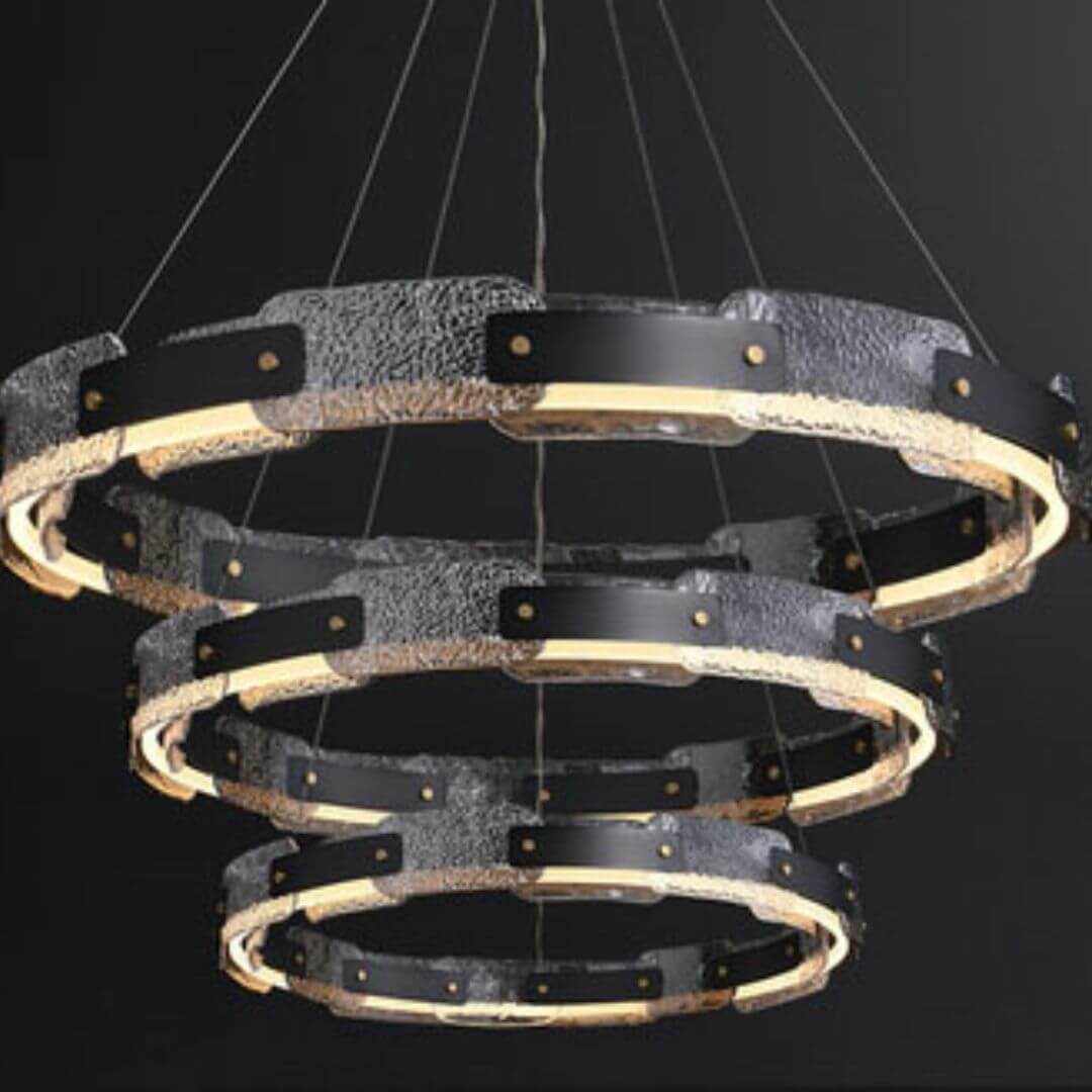 Dazzle three-tier chandelier in luxury room, showcasing layered crystal design for a grand and elegant ambiance