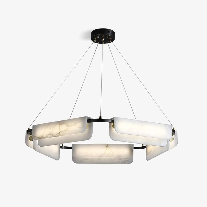 Delia Alabaster chandelier – front view of modern elegant hanging light fixture