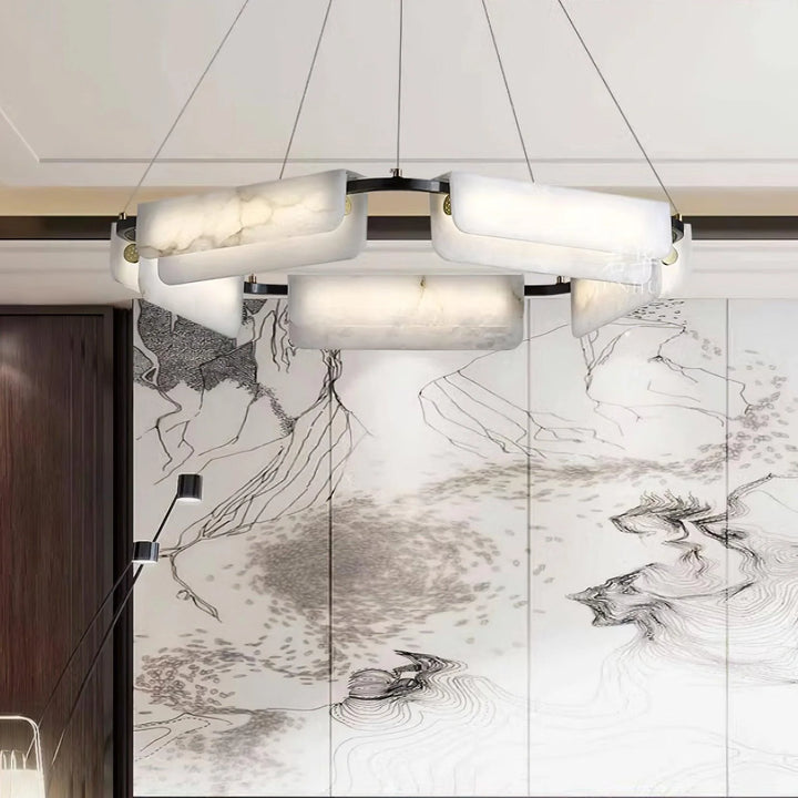Delia Alabaster chandelier – modern hanging light fixture with elegant design view