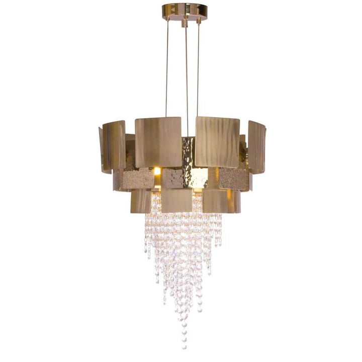 Detailed Close-Up of Spark Gold Crystal Chandelier Light – Elegant Modern Lighting Fixture