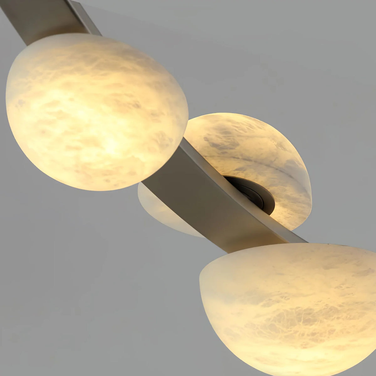 Close-up detail view of Dew Drops Alabaster chandelier marble finish