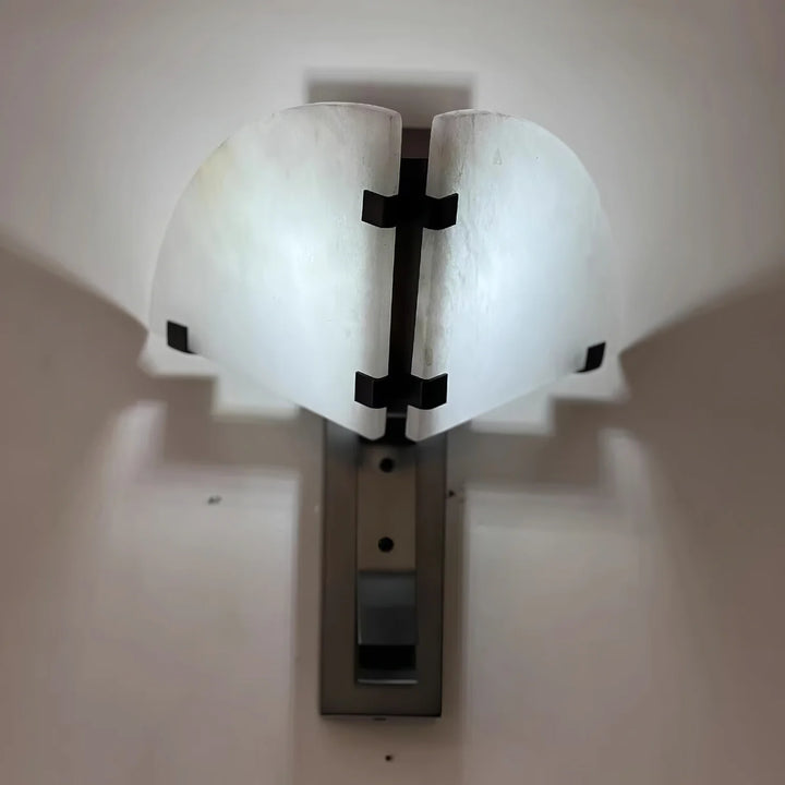 Dione alabaster wall light front close view, elegant marble finish for modern home wall decor