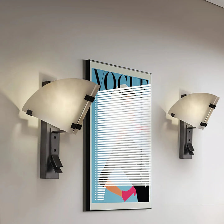 Dione alabaster wall light side view, stylish marble design for modern home wall decoration