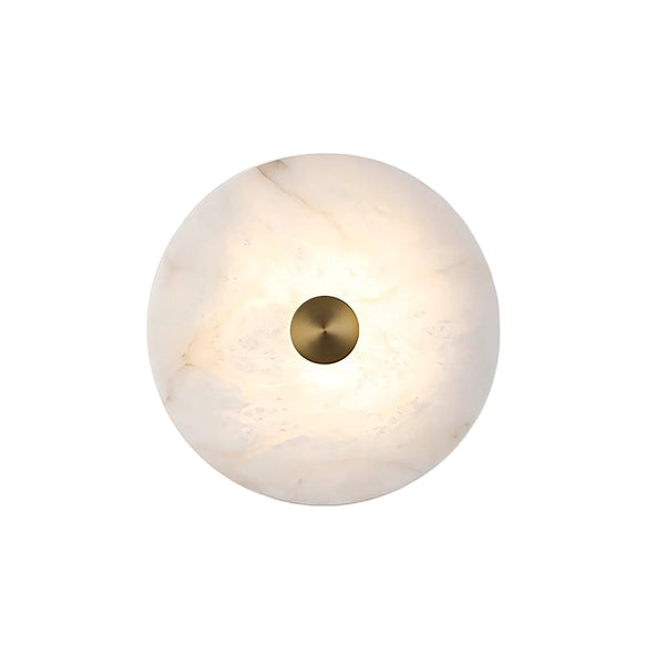Disc-shaped alabaster wall light lamp, elegant modern interior lighting for home decor