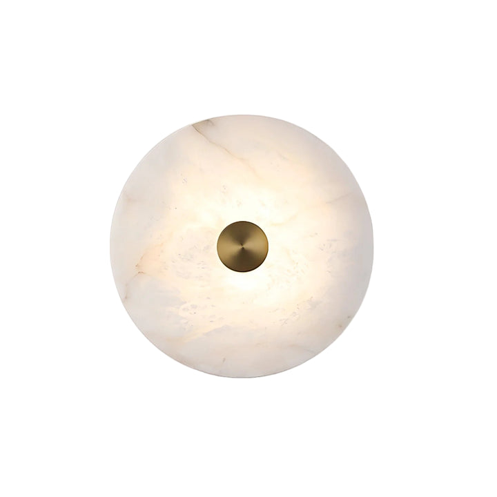 Disc-shaped alabaster wall light lamp, elegant modern interior lighting for home decor