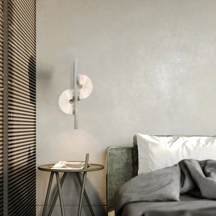 Dolly Alabaster wall lamp for bedside, front view, elegant bedroom lighting and decor