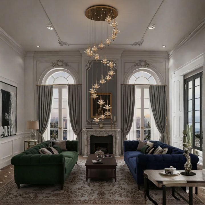 Donya Aurora Spiral crystal chandelier luxury lighting for elegant living room