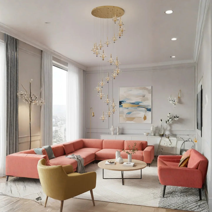 Donya Aurora Spiral crystal chandelier luxury lighting for living room elegance