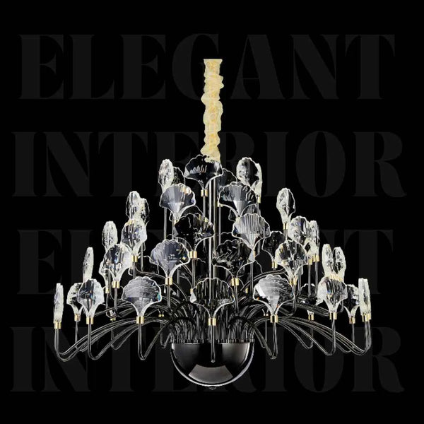 Donya Black Crystal Leaf Chandelier Modern Elegant Lighting for Living Spaces