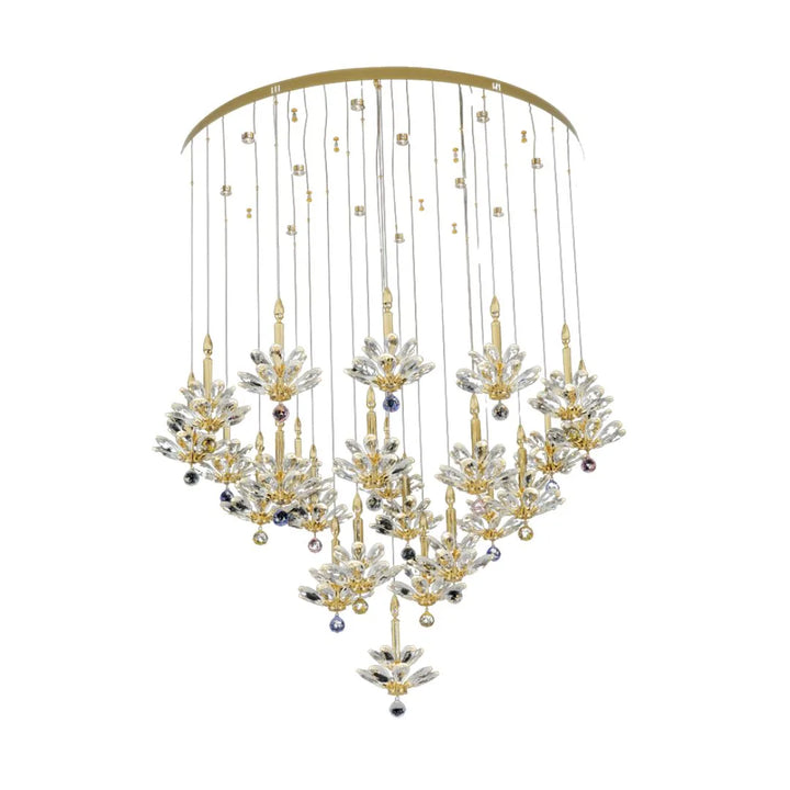 Donya Cascade Gold crystal chandelier luxury modern lighting elegant design