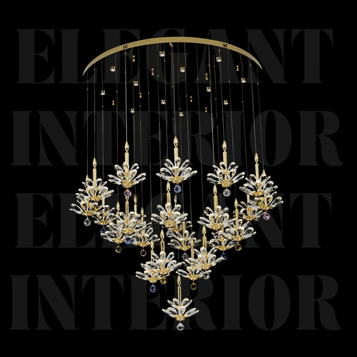Donya Cascade Gold crystal chandelier modern luxury lighting stylish design