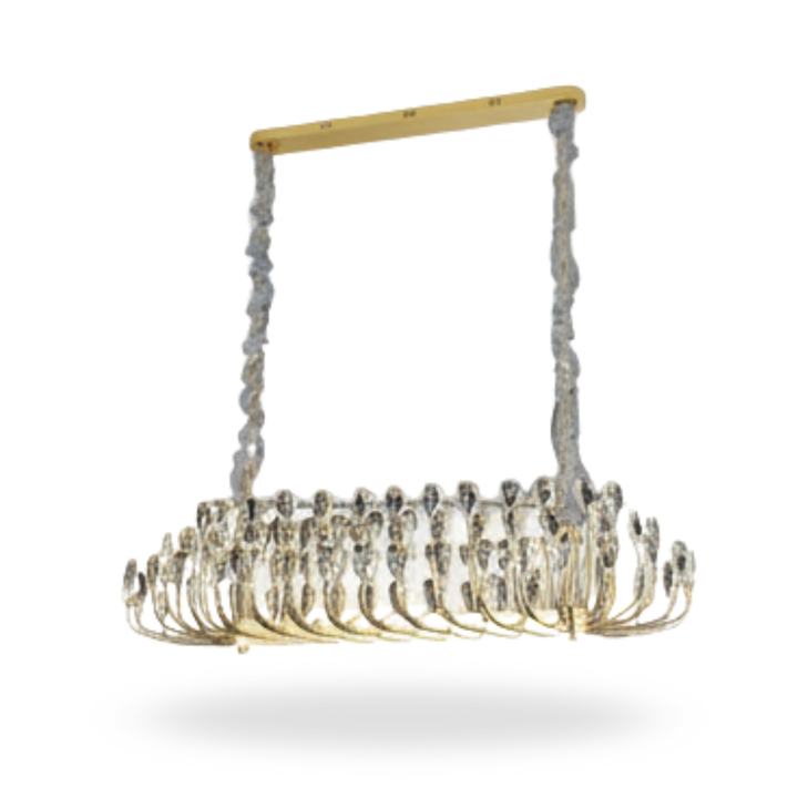 Donya Crystal Blossom gold branch chandelier featuring elegant floral design with sparkling crystals