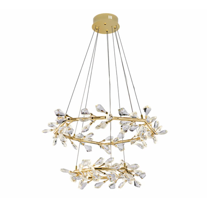 Donya Crystal Branch LED Chandelier featuring elegant gold branches and sparkling crystal lights