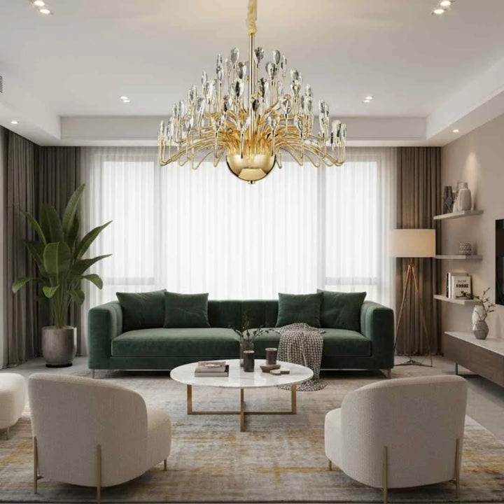 Donya Crystal Dewdrop modern gold chandelier luxury lighting for living room