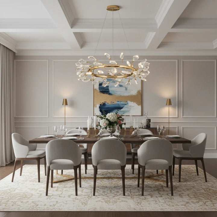 Donya Crystal Halo Branch chandelier luxury lighting dining room view