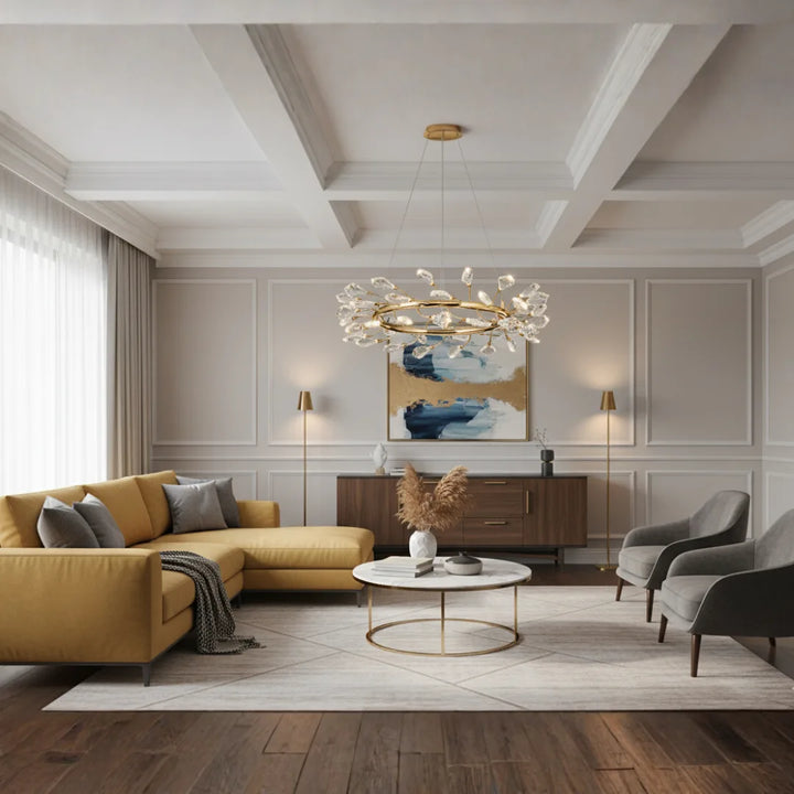 Donya Crystal Halo Branch chandelier modern luxury lighting elegant front view