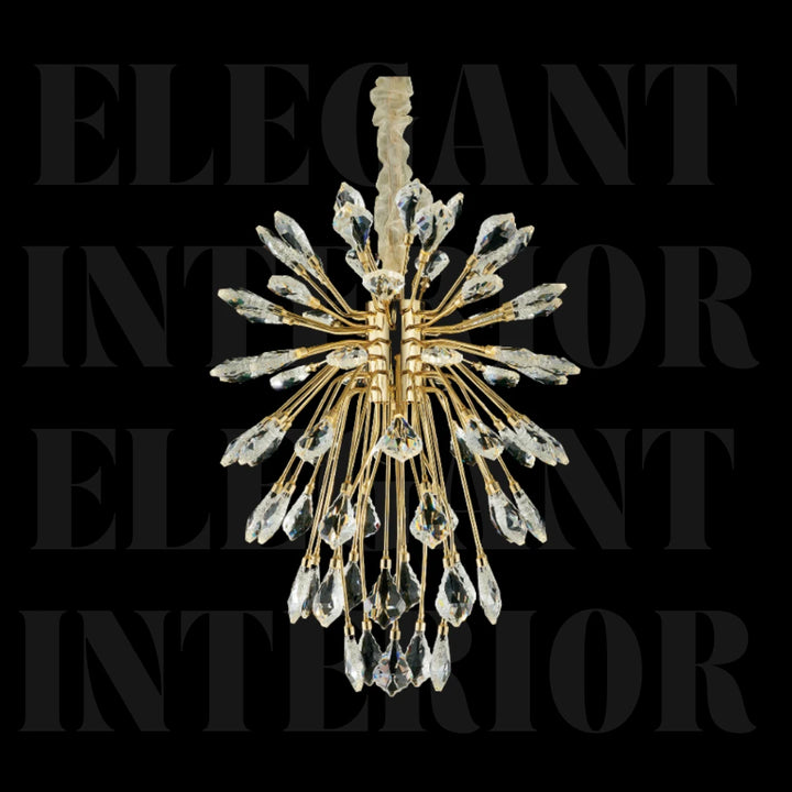 Donya Crystal Leaf Gold Branch chandelier featuring luxurious gold finish and intricate crystal leaf design