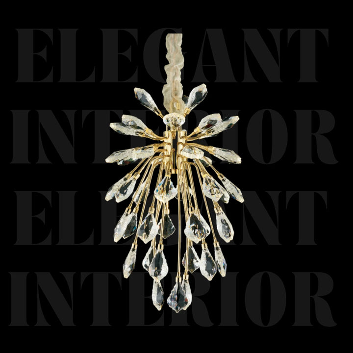 Donya Crystal Leaf Gold Branch chandelier showcasing elegant gold branches with sparkling crystal accents